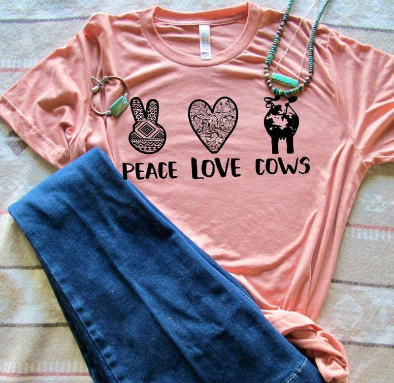 Peace Love & Cows Tee