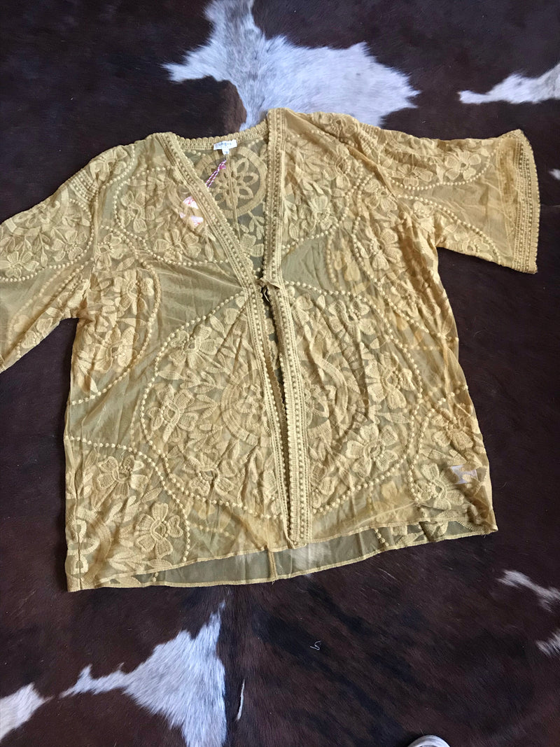 Golden Kiwi Lace Kimono